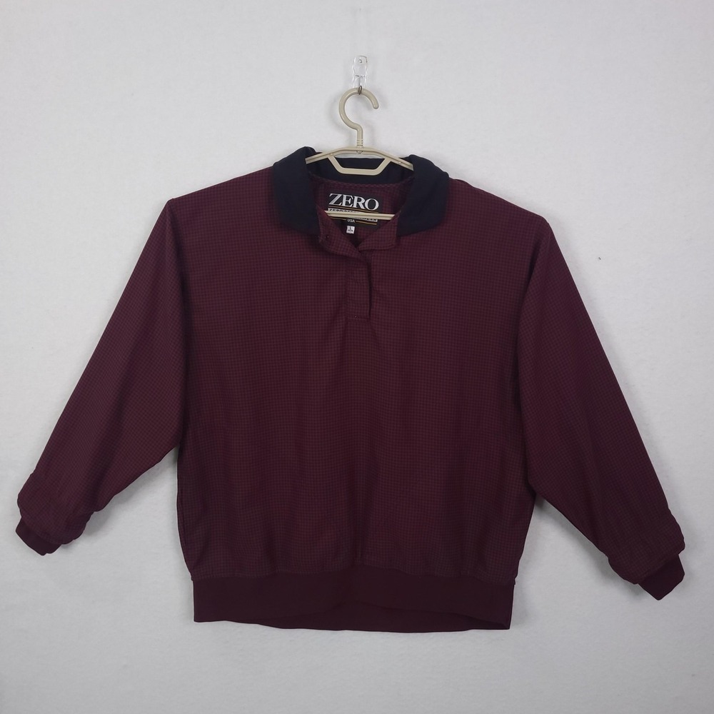 Zero Restriction Golf Pullover Jacket Womens Large Burgundy Houndstooth USA